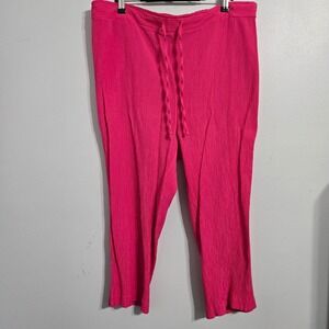 B#47 Damart Women's Pink Textured Drawstring Cropped Pants Size 18